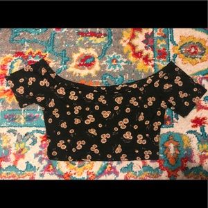 RARE Brandy Melville Black Sunflower Cropped Top